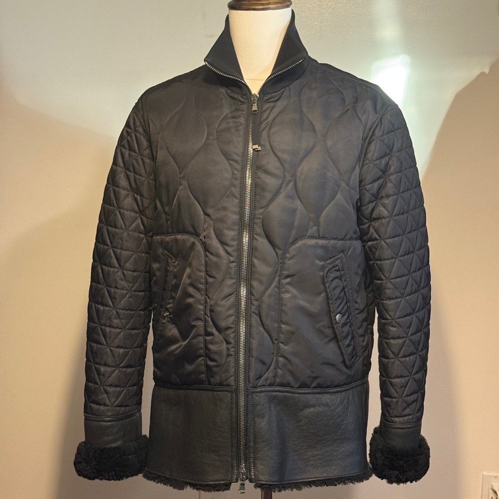 Authentic Diesel Black & Gold Shearling 'Joncler' Quilted Padded Jacket Size 54